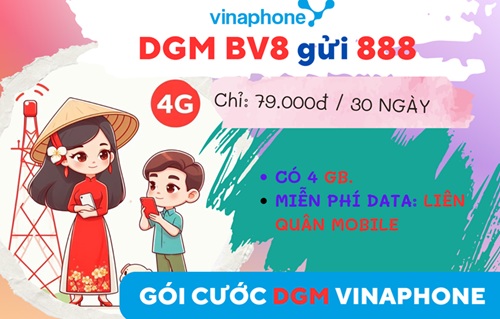 Gói cước DGM Vinaphone: Có ngay 4GB, miễn phí chơi game Liên Quân