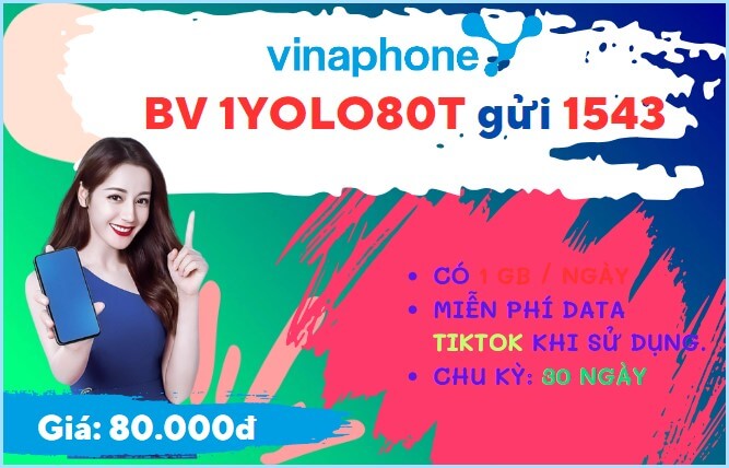 Đăng ký gói cước YOLO80T Vinaphone nhận 30GB data dùng MyTV và Tiktok thả ga 